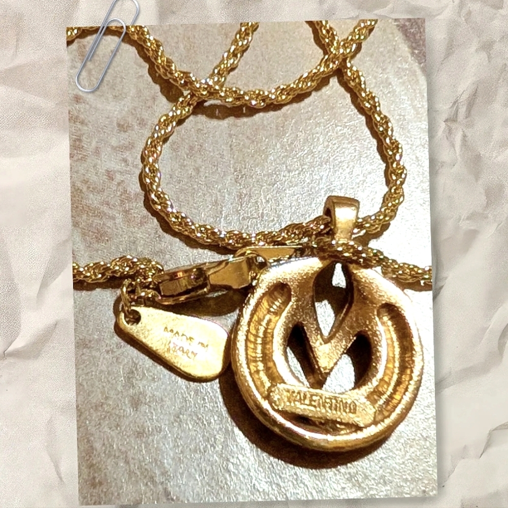 Valentino LOGO gold plated Vintage Necklace - Picture 3 of 5
